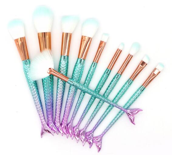 10PCS  Mermaid Makeup Brushes Set - Dreami XO