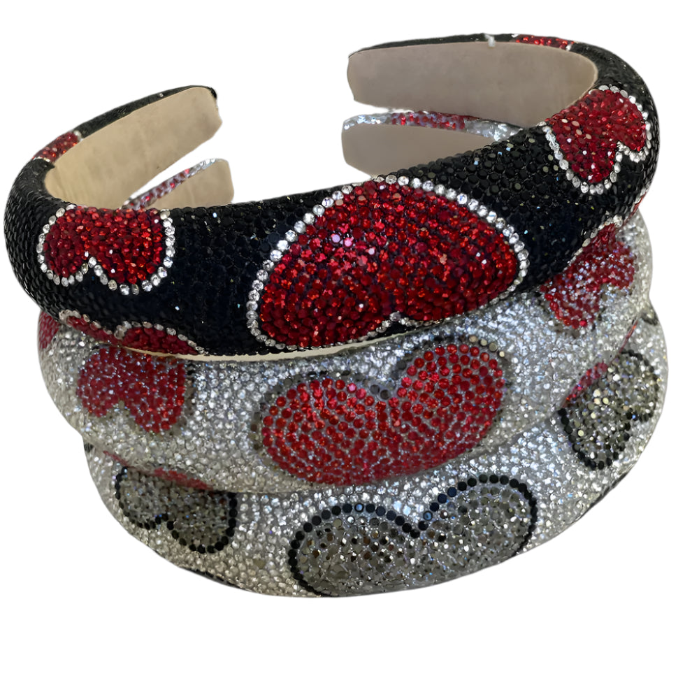 Rhinestone Hearts Headband - Dreami XO