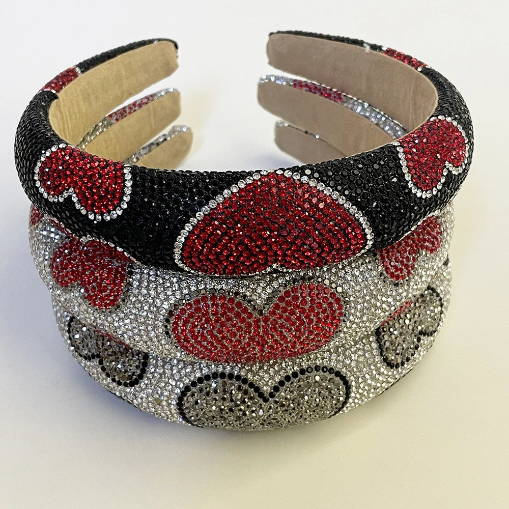 Rhinestone Hearts Headband - Dreami XO